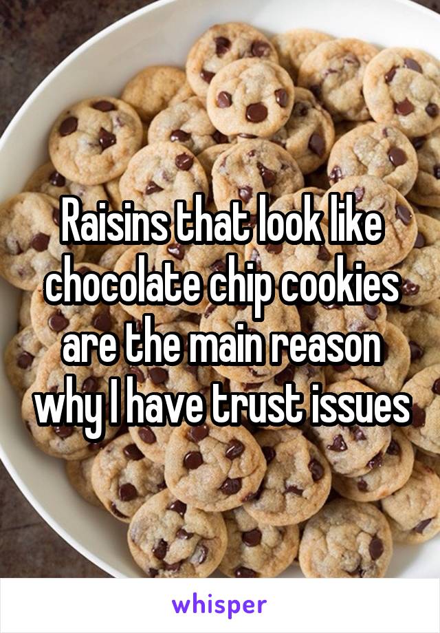 Raisins that look like chocolate chip cookies are the main reason why I have trust issues