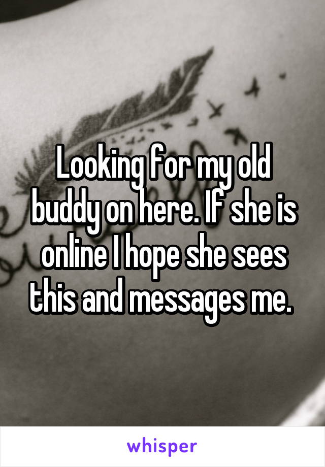 Looking for my old buddy on here. If she is online I hope she sees this and messages me. 