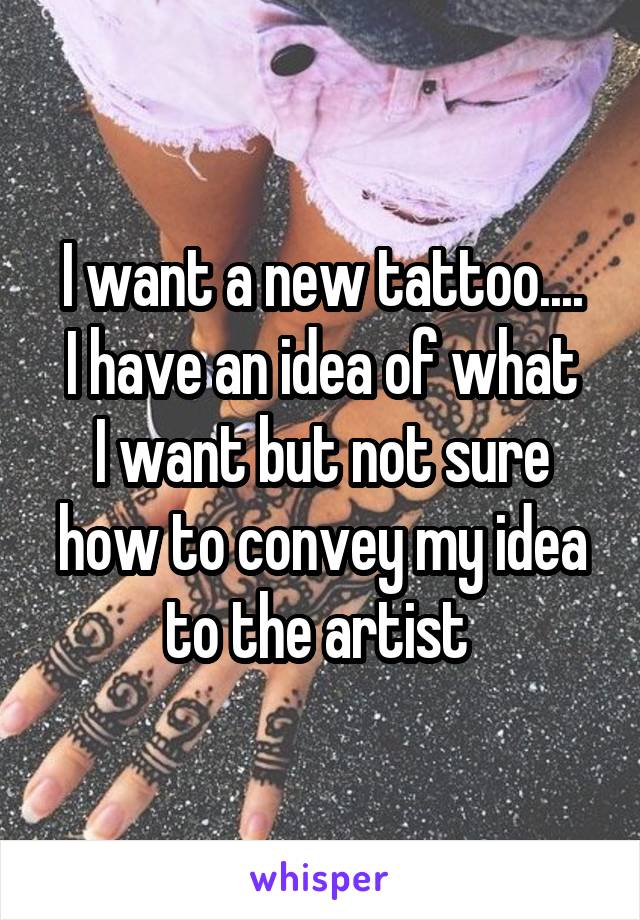 I want a new tattoo....
I have an idea of what I want but not sure how to convey my idea to the artist 