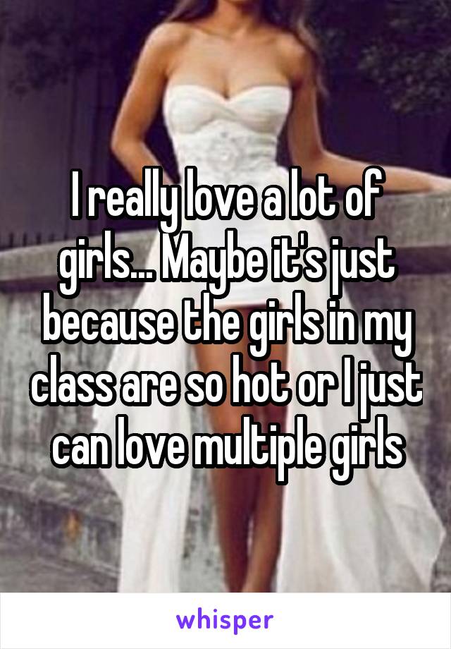 I really love a lot of girls... Maybe it's just because the girls in my class are so hot or I just can love multiple girls