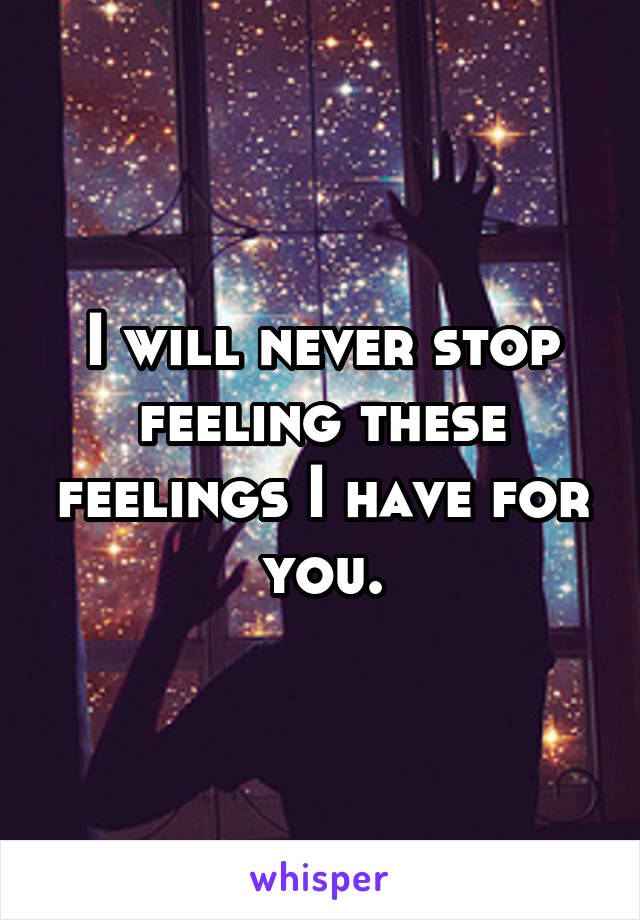 I will never stop feeling these feelings I have for you.