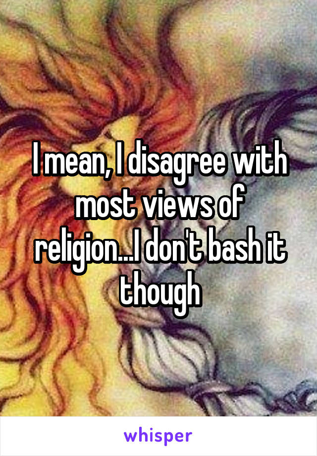 I mean, I disagree with most views of religion...I don't bash it though