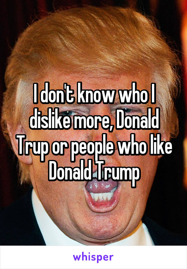 I don't know who I dislike more, Donald Trup or people who like Donald Trump