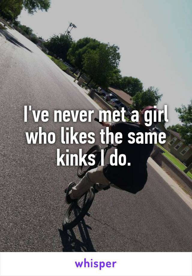 I've never met a girl who likes the same kinks I do. 