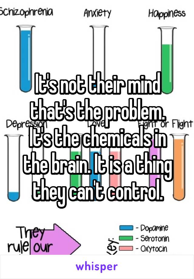 It's not their mind that's the problem.
It's the chemicals in the brain. It is a thing they can't control.