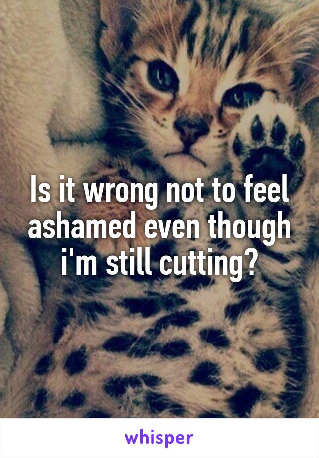 Is it wrong not to feel ashamed even though i'm still cutting?