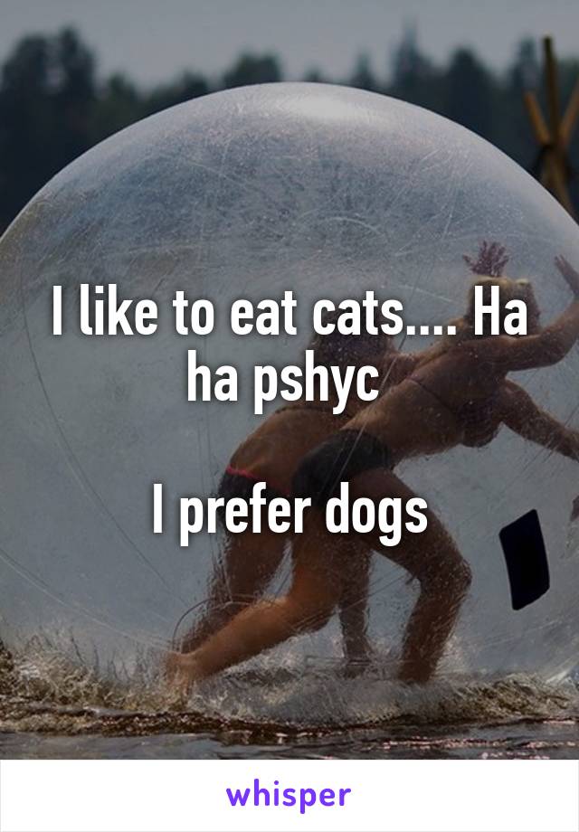 I like to eat cats.... Ha ha pshyc 

I prefer dogs