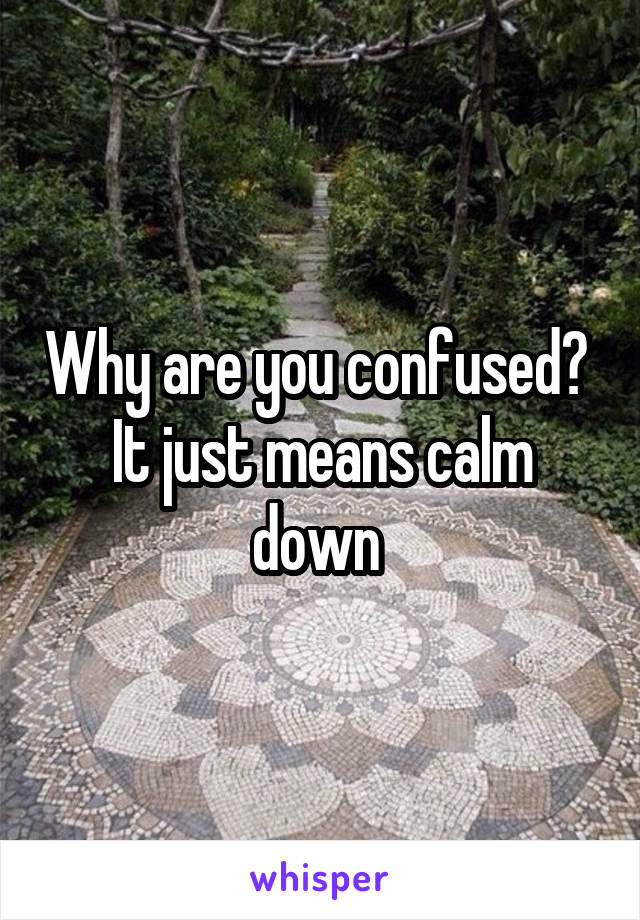 Why are you confused? 
It just means calm down 