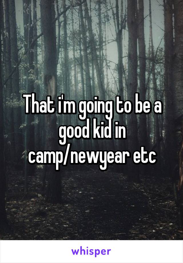 That i'm going to be a good kid in camp/newyear etc