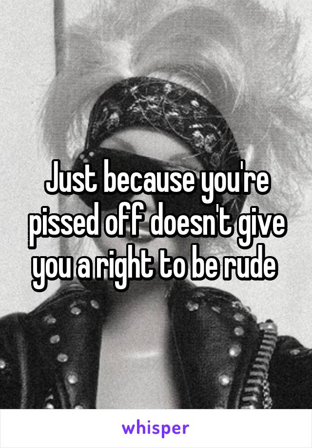 Just because you're pissed off doesn't give you a right to be rude 