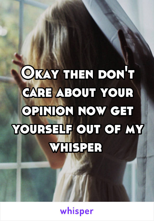 Okay then don't care about your opinion now get yourself out of my whisper 