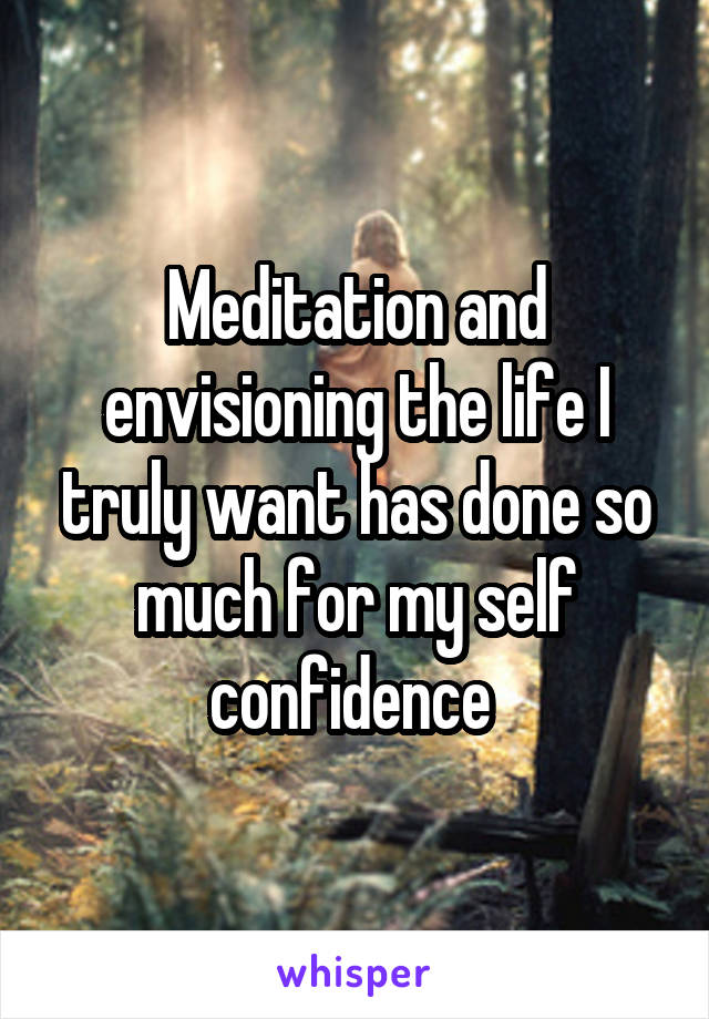 Meditation and envisioning the life I truly want has done so much for my self confidence 