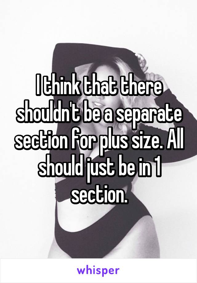 I think that there shouldn't be a separate section for plus size. All should just be in 1 section.