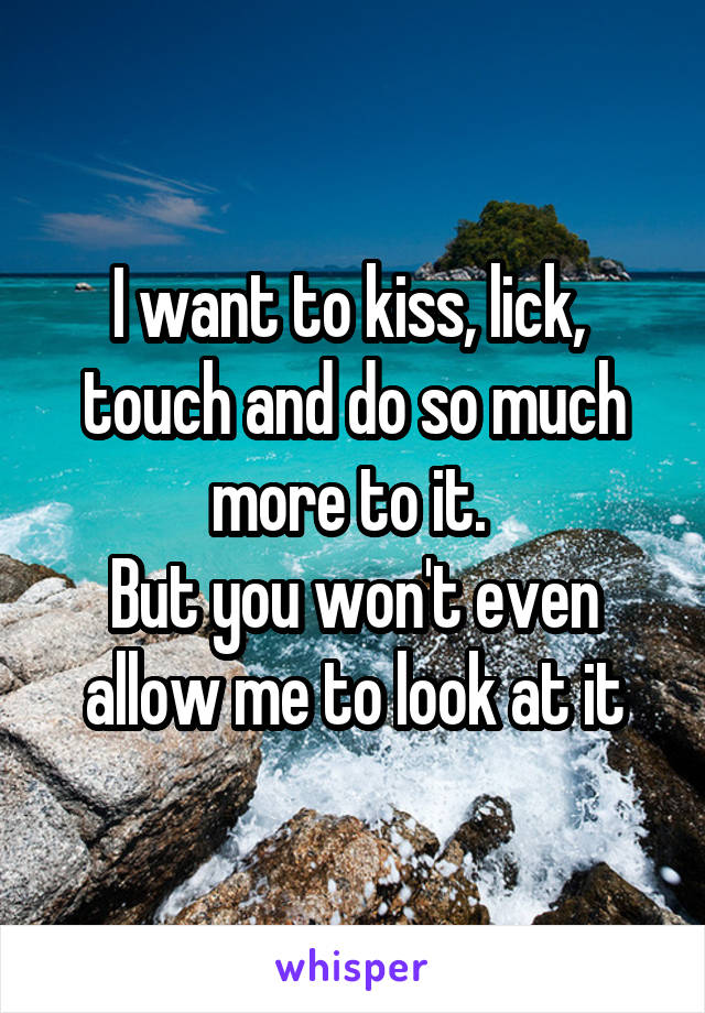 I want to kiss, lick,  touch and do so much more to it. 
But you won't even allow me to look at it