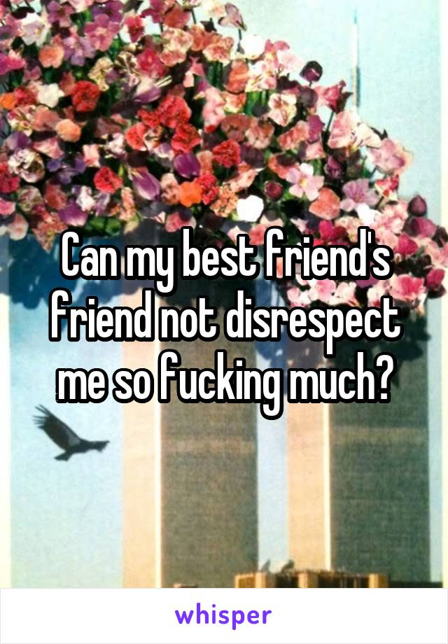 Can my best friend's friend not disrespect me so fucking much?