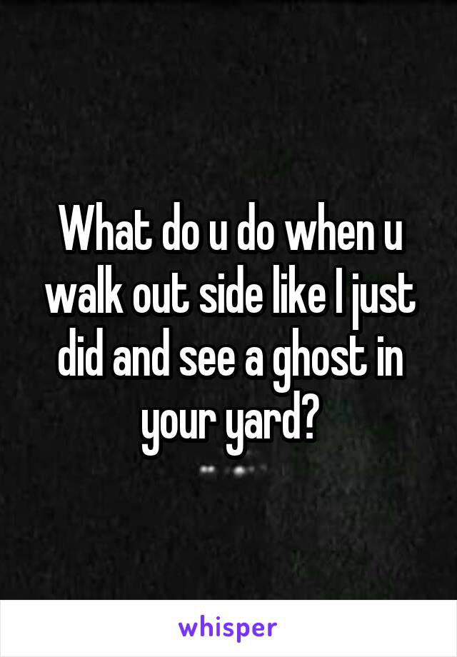 What do u do when u walk out side like I just did and see a ghost in your yard?