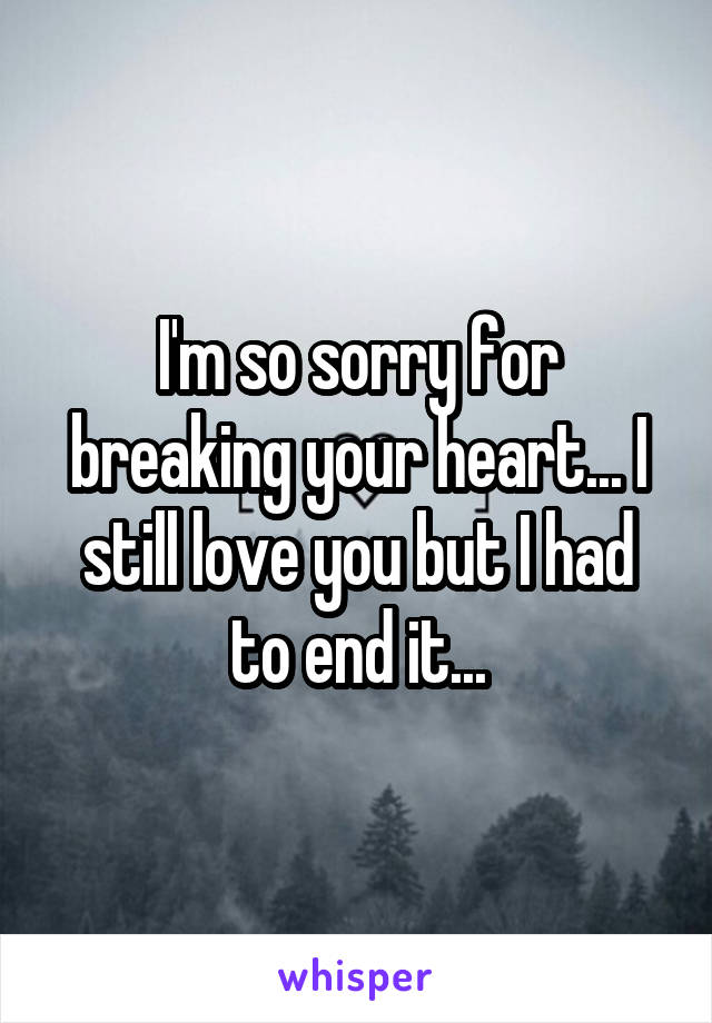 I'm so sorry for breaking your heart... I still love you but I had to end it...