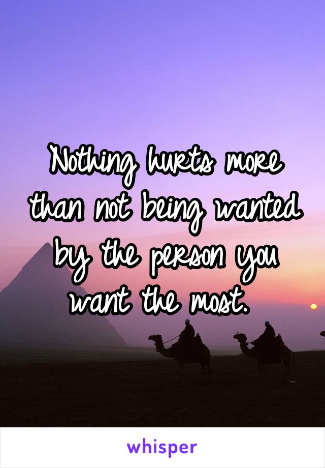 Nothing hurts more than not being wanted by the person you want the most. 