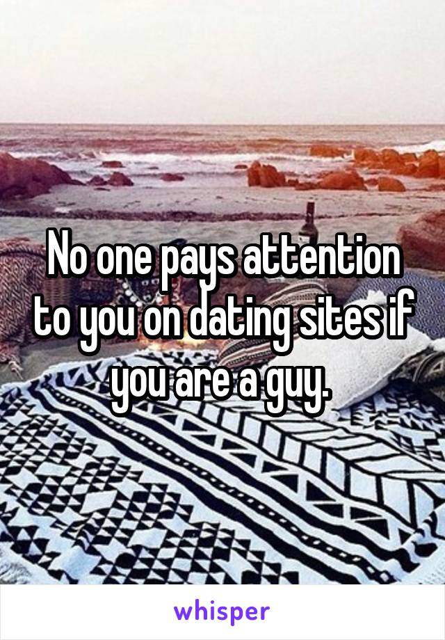 No one pays attention to you on dating sites if you are a guy. 