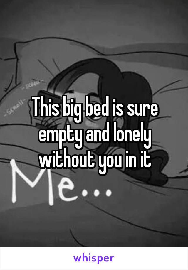 This big bed is sure empty and lonely without you in it