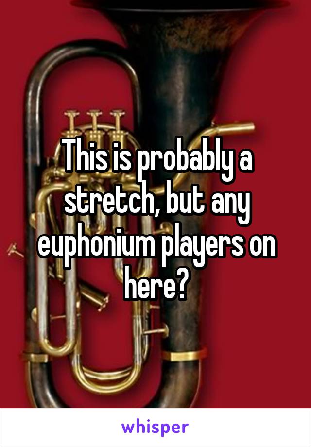 This is probably a stretch, but any euphonium players on here?
