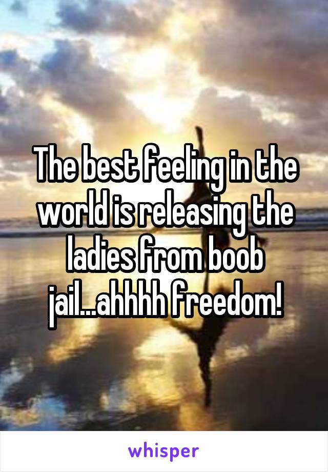 The best feeling in the world is releasing the ladies from boob jail...ahhhh freedom!