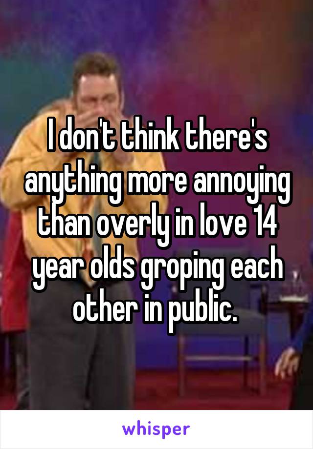 I don't think there's anything more annoying than overly in love 14 year olds groping each other in public. 