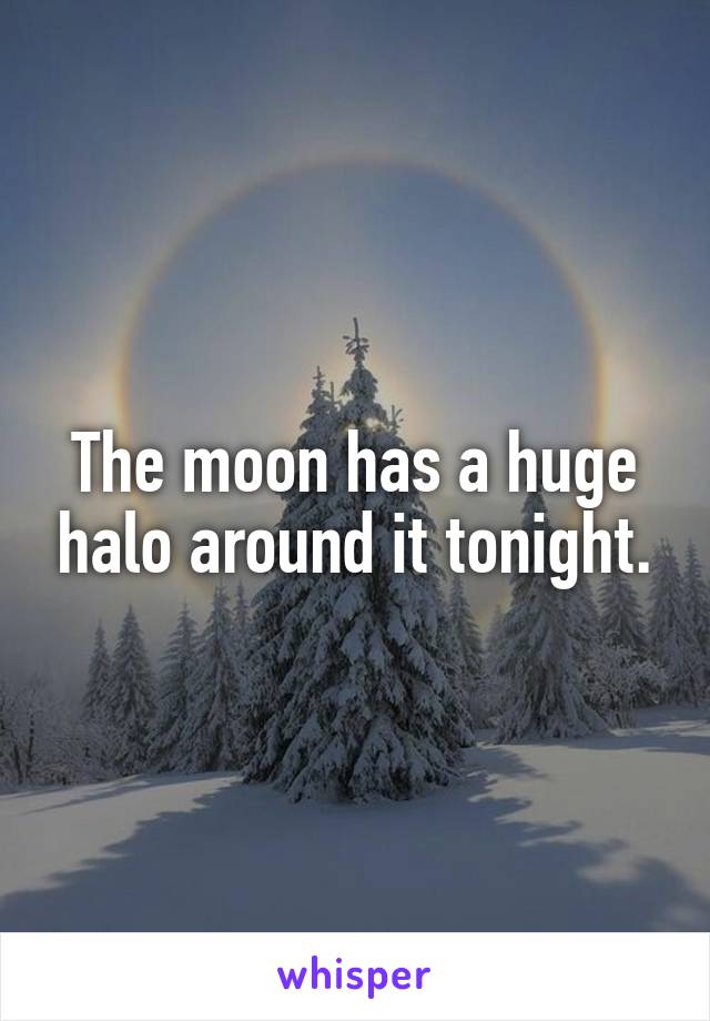 The moon has a huge halo around it tonight.