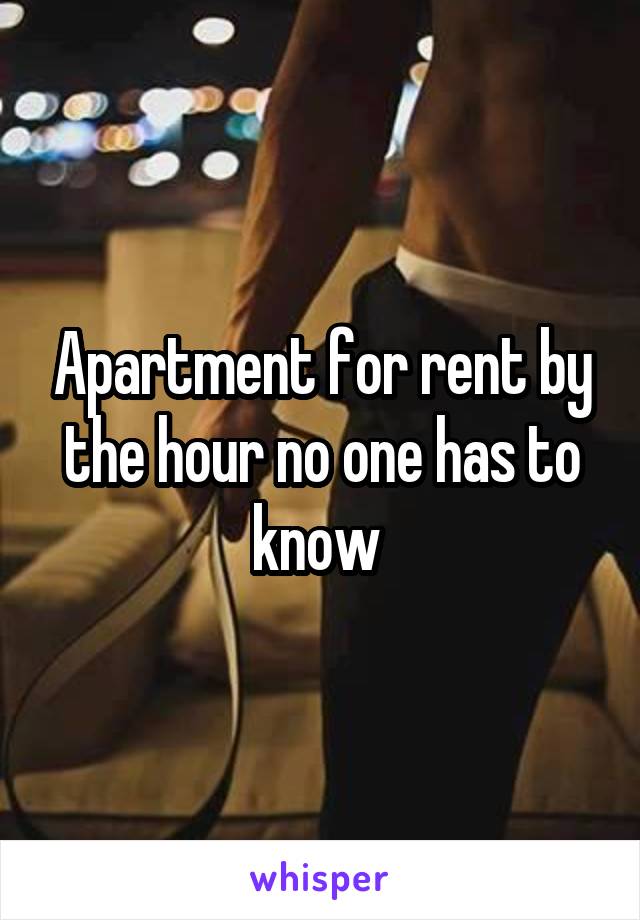 Apartment for rent by the hour no one has to know 