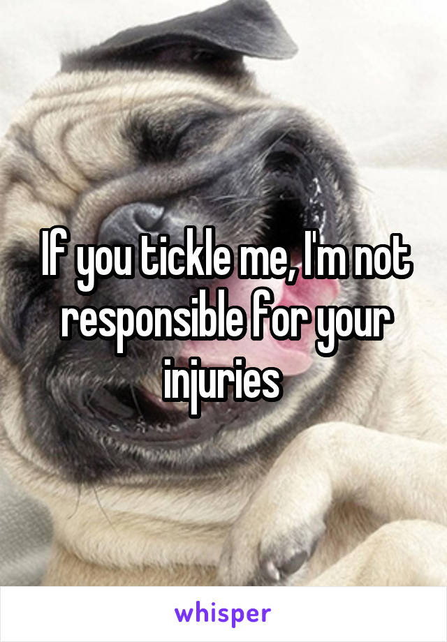 If you tickle me, I'm not responsible for your injuries 