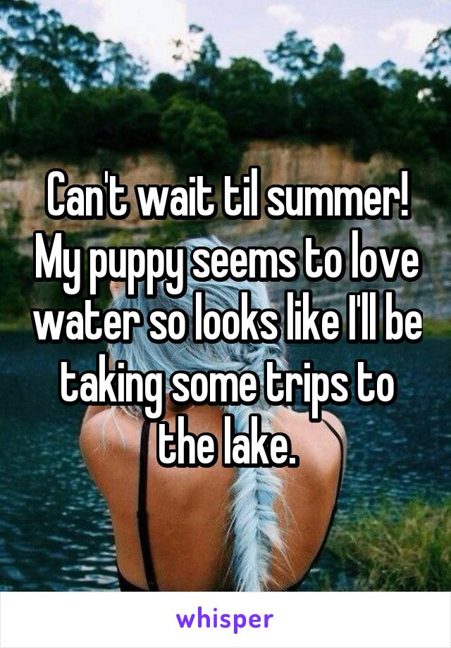Can't wait til summer! My puppy seems to love water so looks like I'll be taking some trips to the lake.