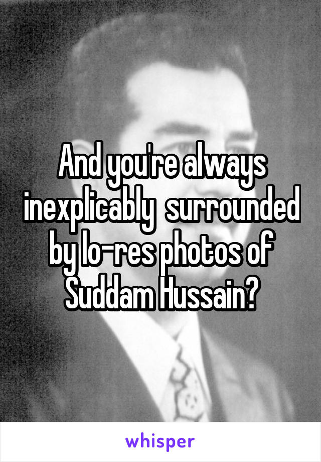 And you're always inexplicably  surrounded by lo-res photos of Suddam Hussain?