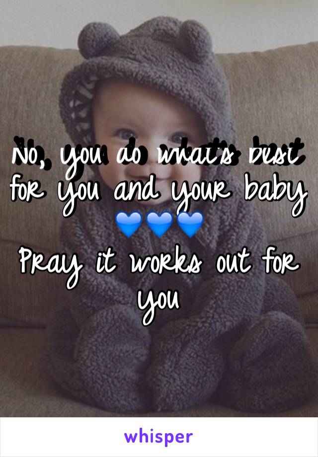 No, you do what's best for you and your baby 💙💙💙 
Pray it works out for you 