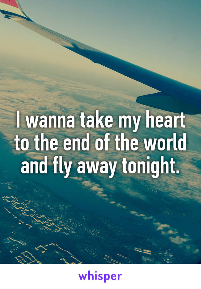 I wanna take my heart to the end of the world and fly away tonight.