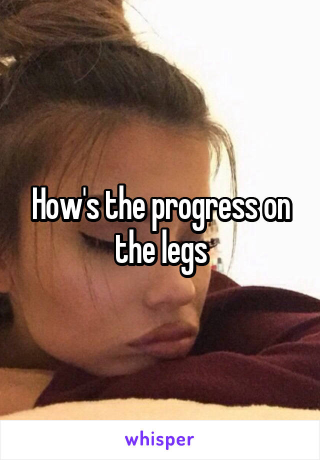 How's the progress on the legs