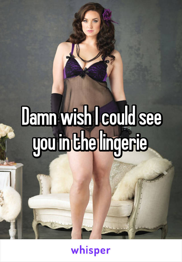 Damn wish I could see you in the lingerie 
