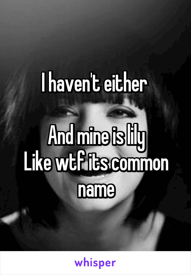 I haven't either 

And mine is lily
Like wtf its common name