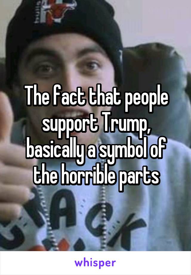 The fact that people support Trump, basically a symbol of the horrible parts