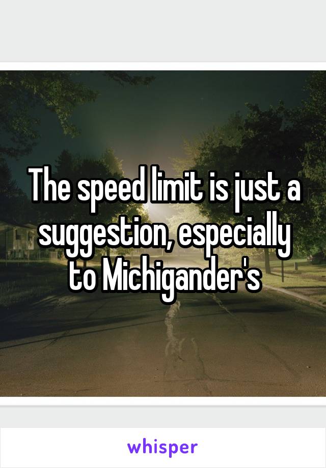 The speed limit is just a suggestion, especially to Michigander's