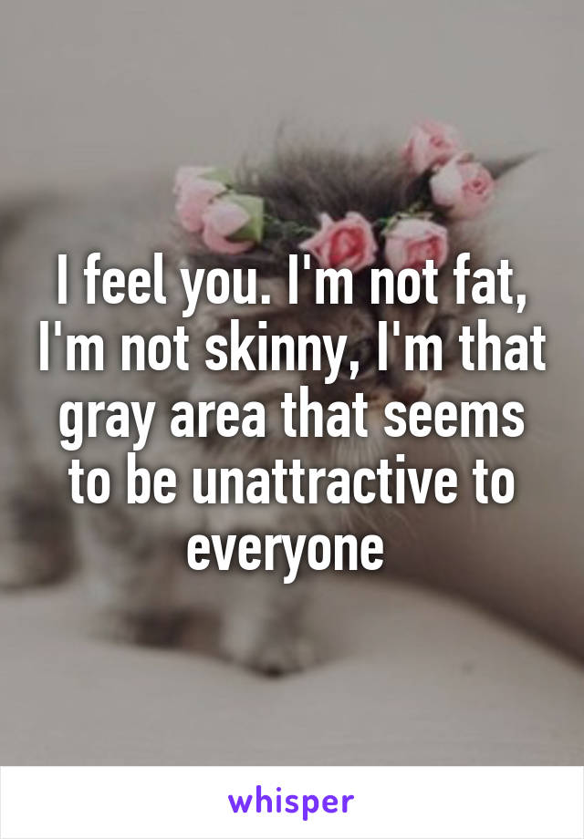 I feel you. I'm not fat, I'm not skinny, I'm that gray area that seems to be unattractive to everyone 