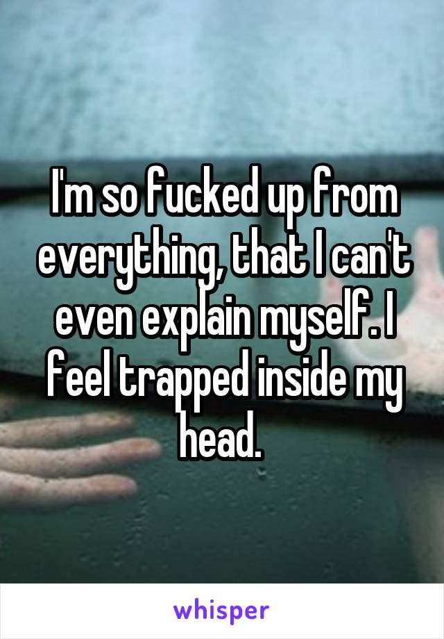 I'm so fucked up from everything, that I can't even explain myself. I feel trapped inside my head. 