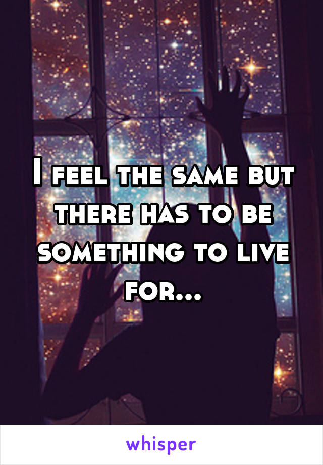 I feel the same but there has to be something to live for...