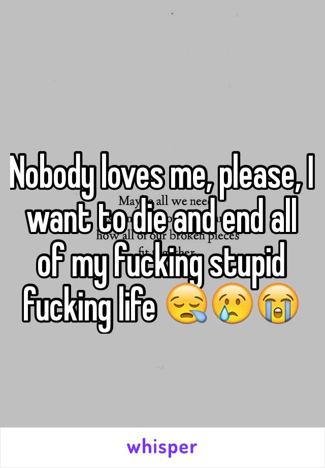 Nobody loves me, please, I want to die and end all of my fucking stupid fucking life 😪😢😭