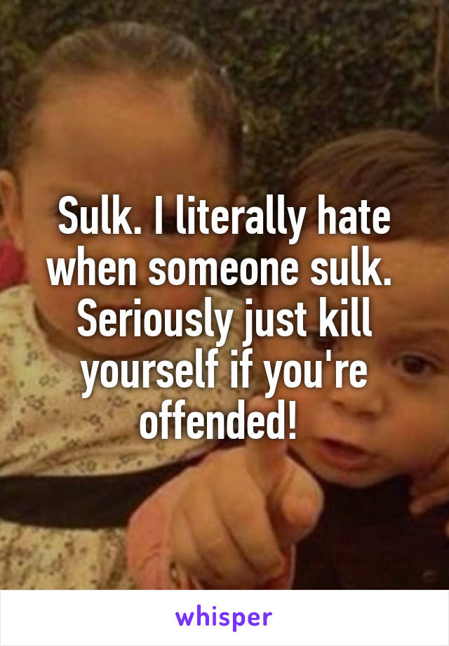 Sulk. I literally hate when someone sulk.  Seriously just kill yourself if you're offended! 