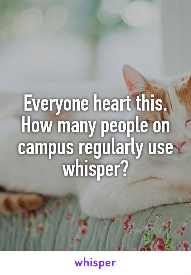 Everyone heart this. How many people on campus regularly use whisper?