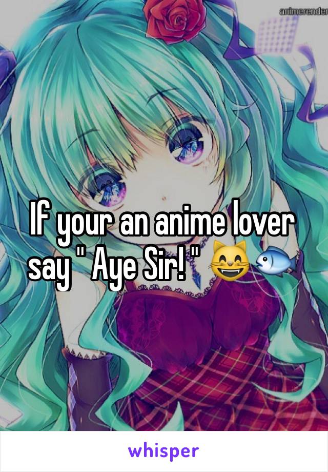 If your an anime lover say " Aye Sir! " 😸🐟