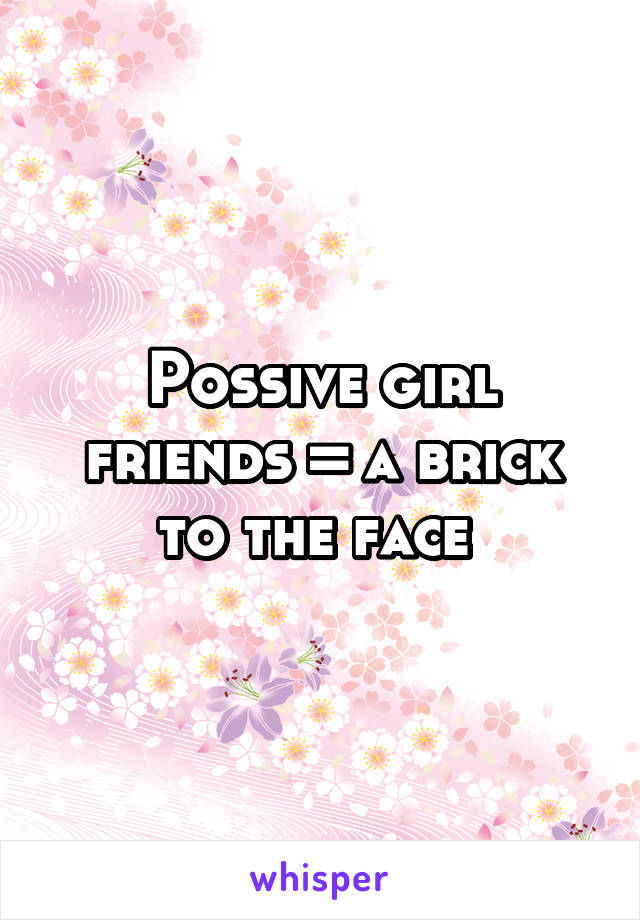 Possive girl friends = a brick to the face 