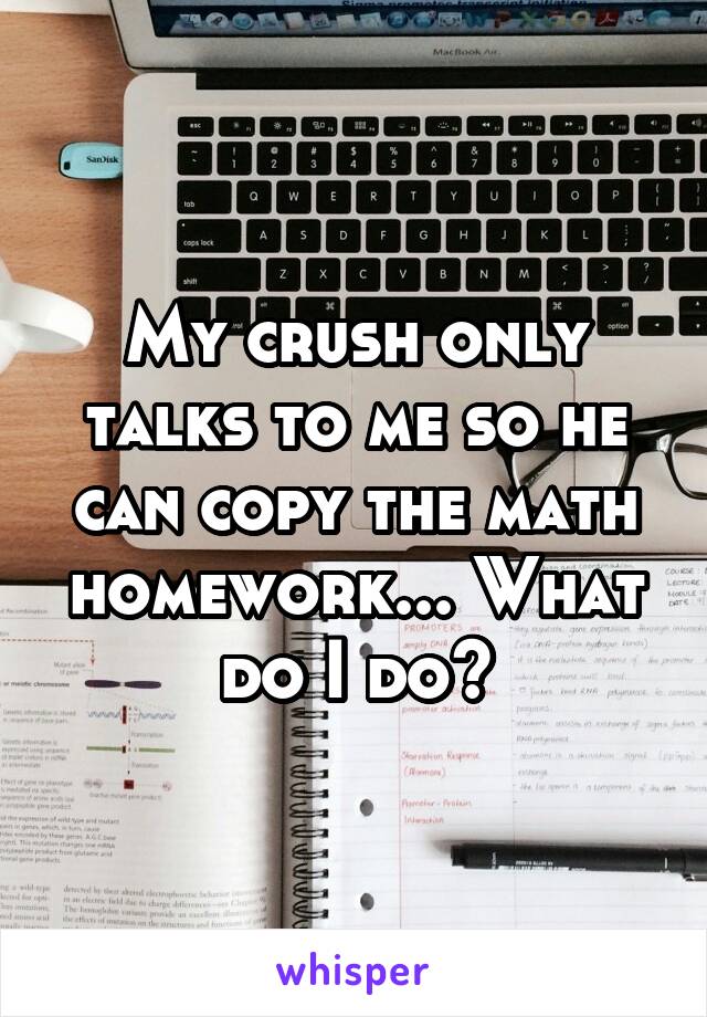 My crush only talks to me so he can copy the math homework... What do I do?