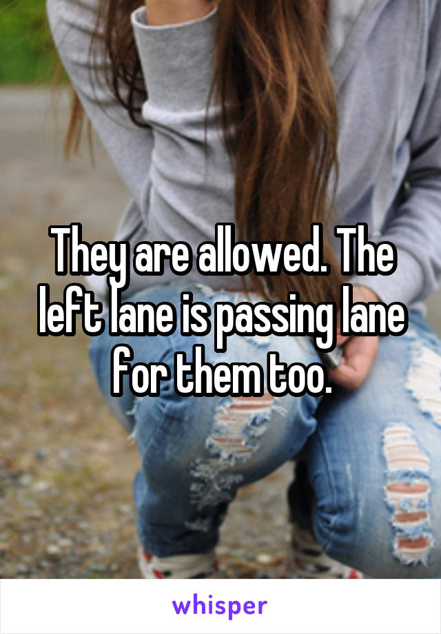They are allowed. The left lane is passing lane for them too.