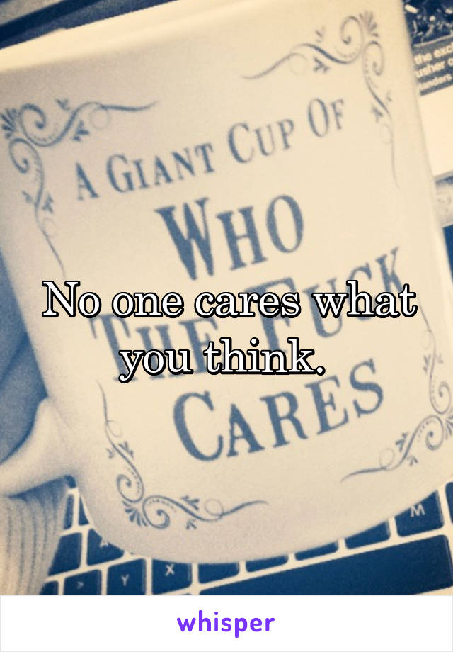 No one cares what you think. 